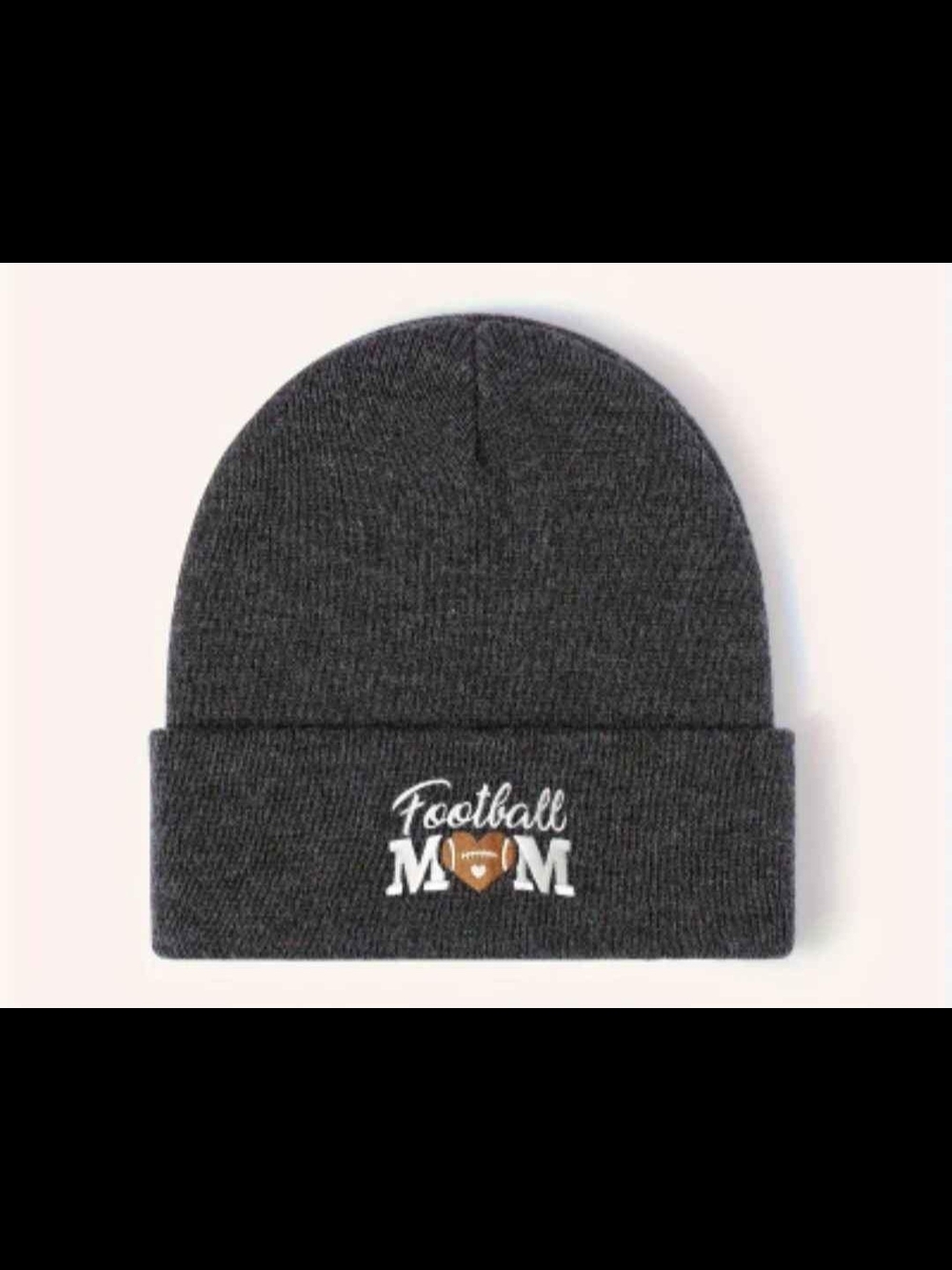 Football Mom Knit Beanie - Charcoal